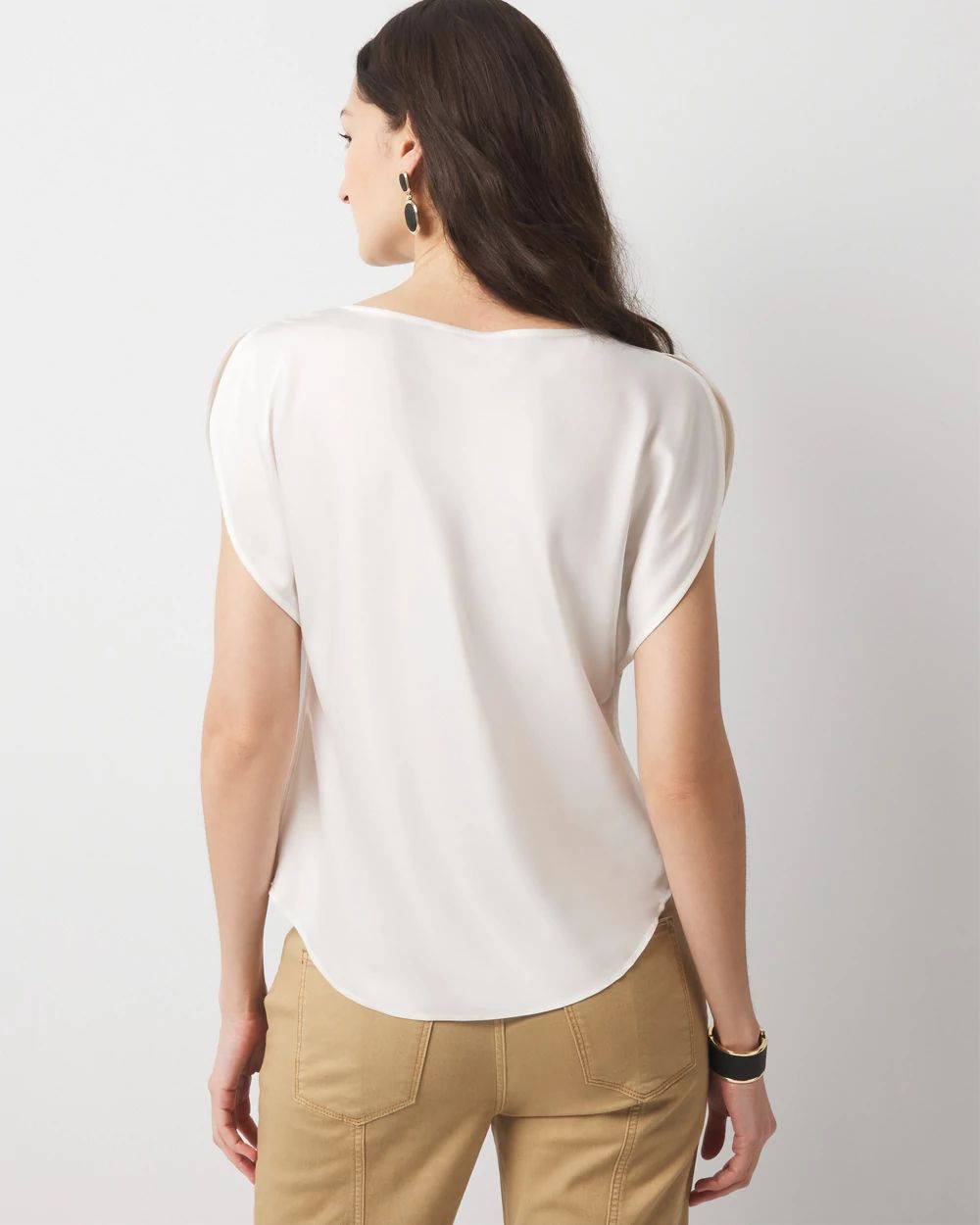 Satin Petal Sleeve Blouse