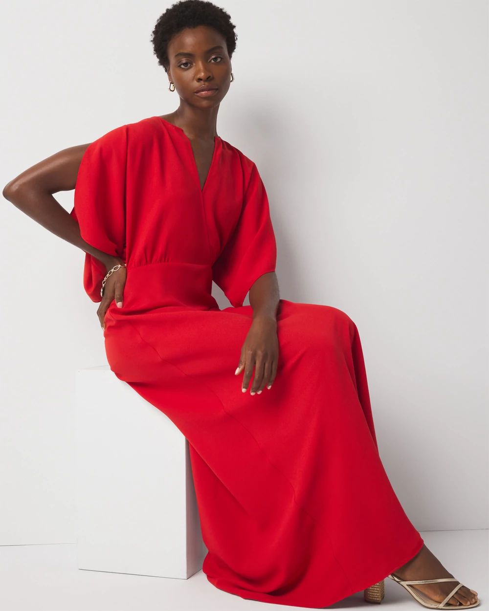 Kimono Sleeve Crepe Gown